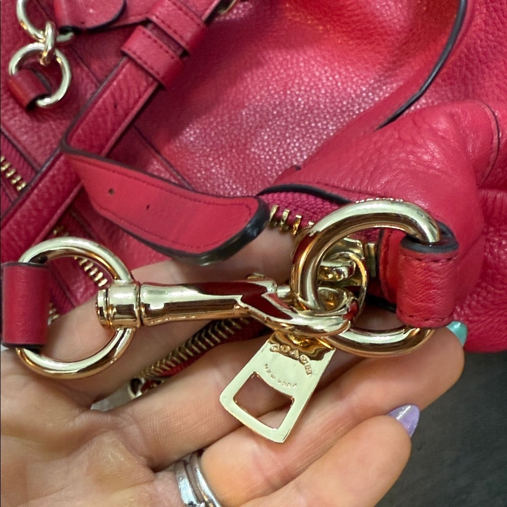 Cherry Red- Coach Lennox PebbleLeather Tote - Picture 15 of 17
